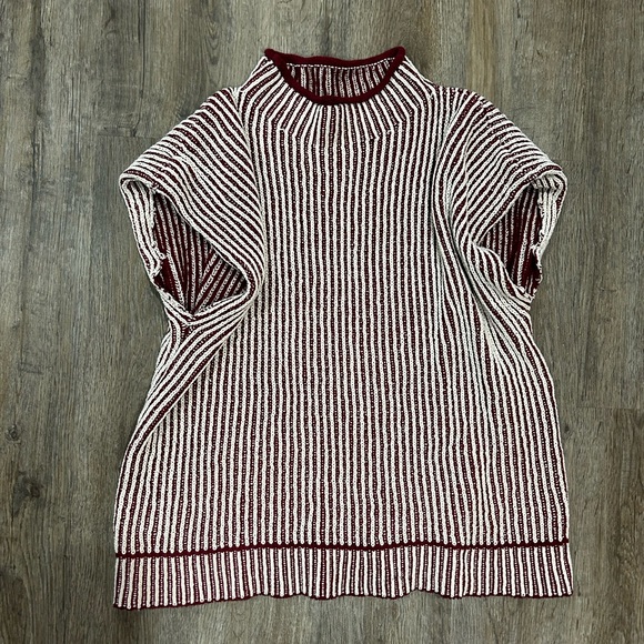 new in Tops - New In Women’s Striped Maroon and White Tunic Top Size Large